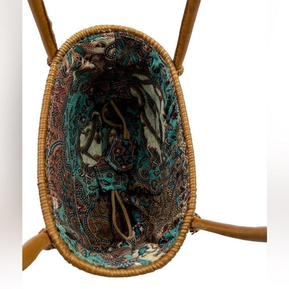 NWOT BALI BOHO Handmade Wick Mini Tote Bag Blue - Picture 9 of 9